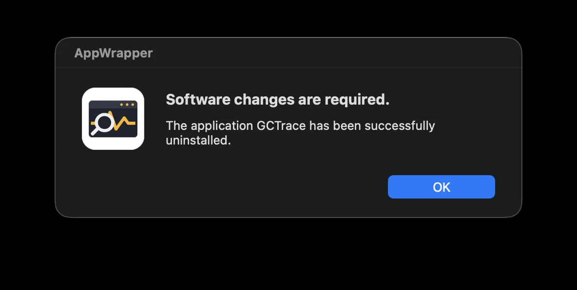 AppWrapper successful uninstall confirmation