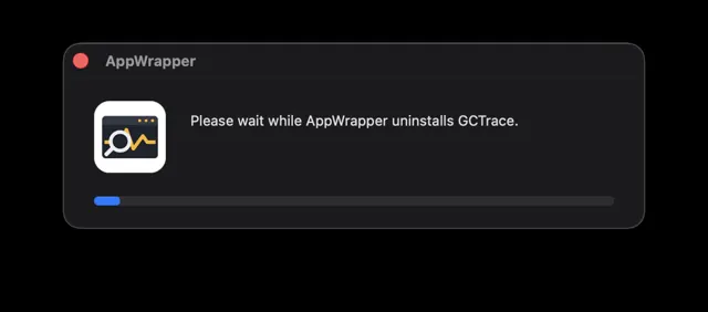 AppWrapper uninstall progress dialog
