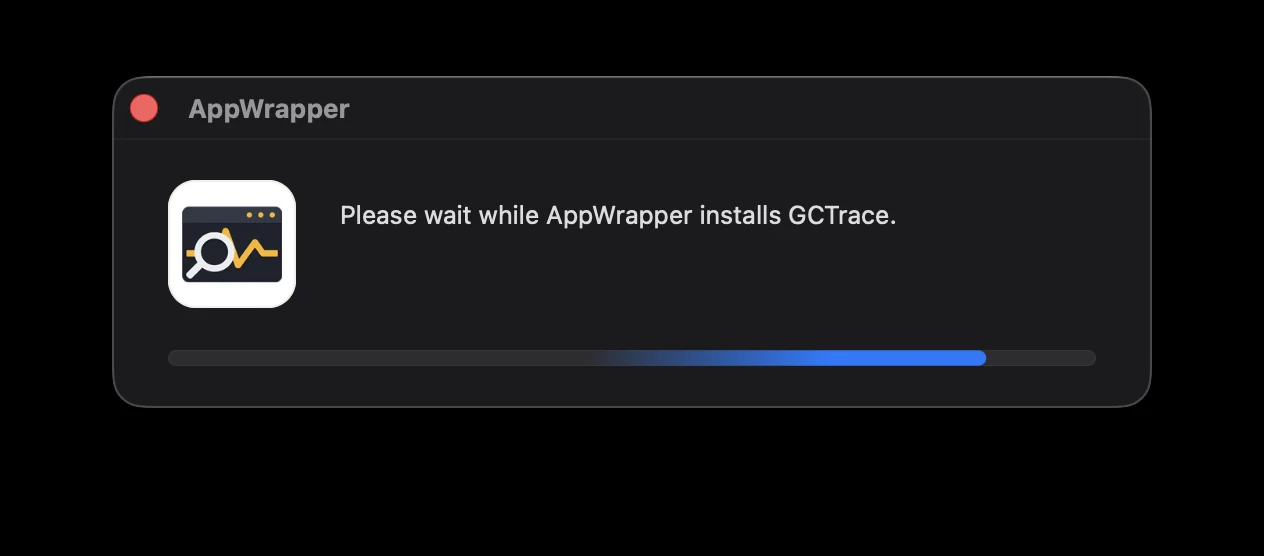 AppWrapper installation progress window